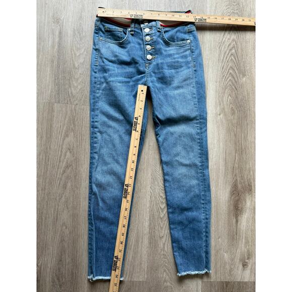 Veronica Beard Jeans, size 25/0, denim w/ red white & blue band at waist, skinny - Picture 2 of 7